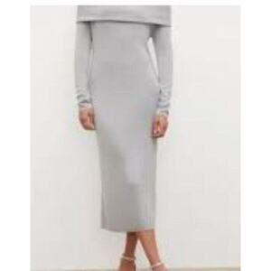 MM Lafleur The Lalita Dress Pale Grey Silk Jersey Knit Midi Dress Small